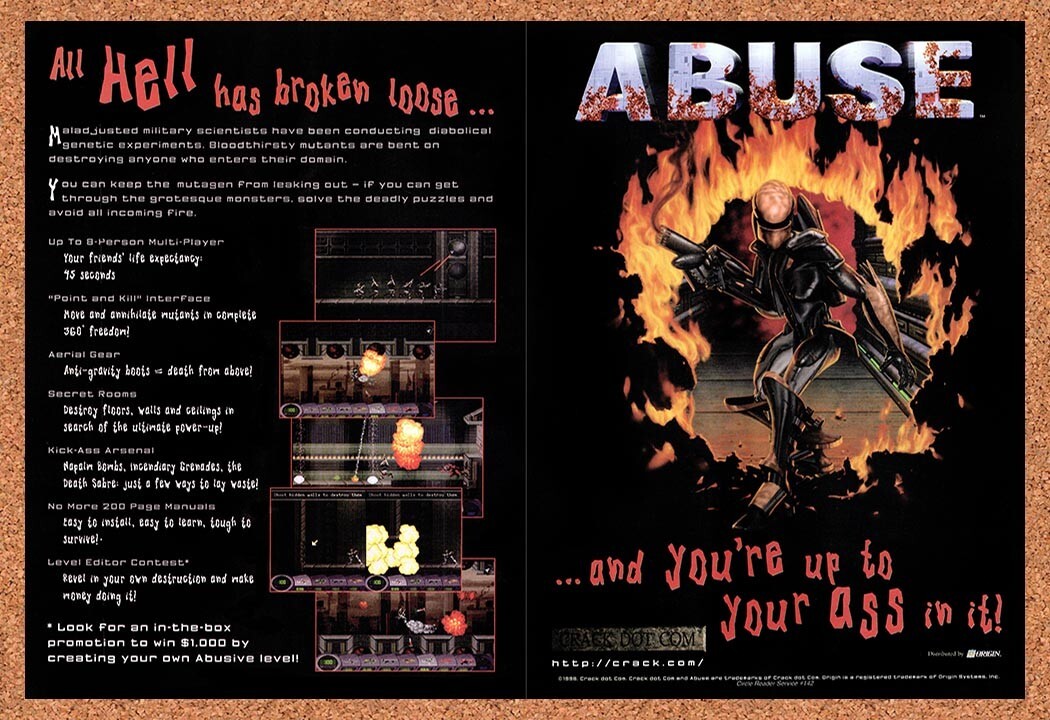 1995 Abuse PC Original Advertisement / Retro Wall Art v1
