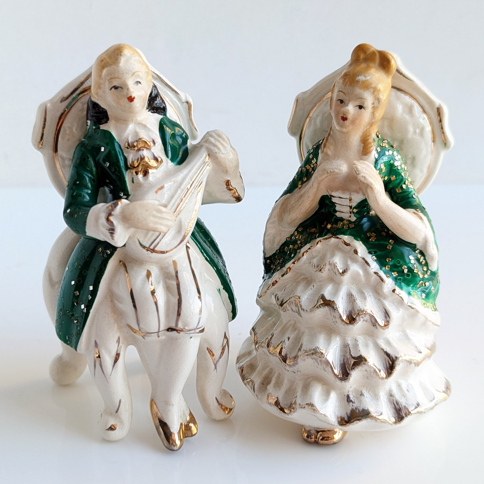 Victorian Couple In Chairs Figurines VTG Mid-Century 2 Pieces Great Condition