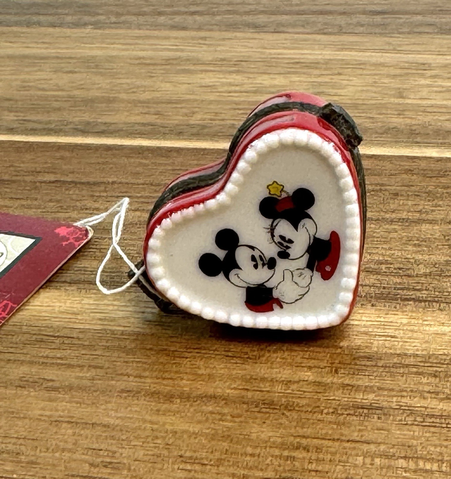 PHB Porcelain Hinged Trinket Box Disney Mickey And Minnie Mouse Heart Shaped