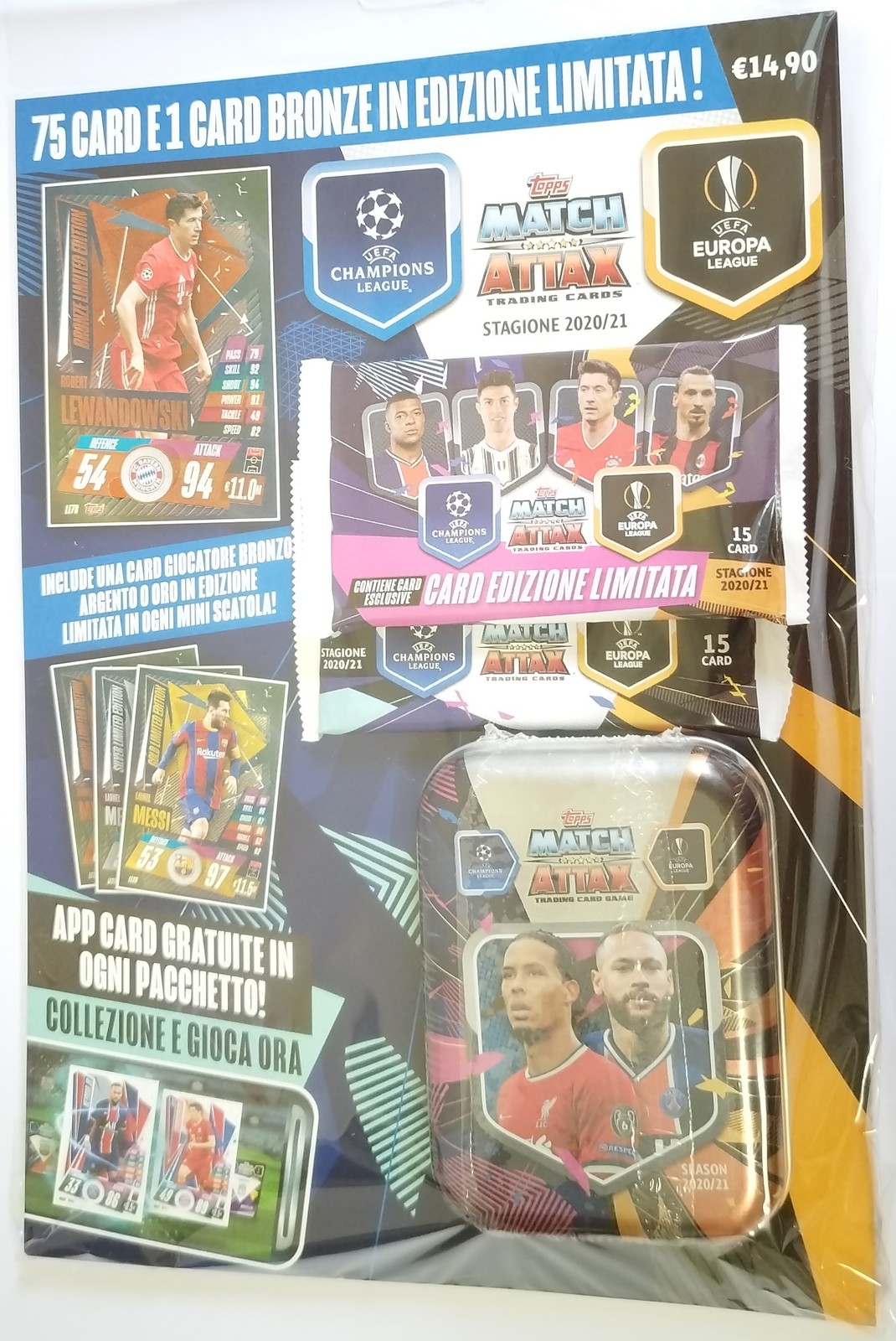 Match Attax Champions League 2020-21 Multipack Mini Tin Van Dijk Neymar Ed. IT