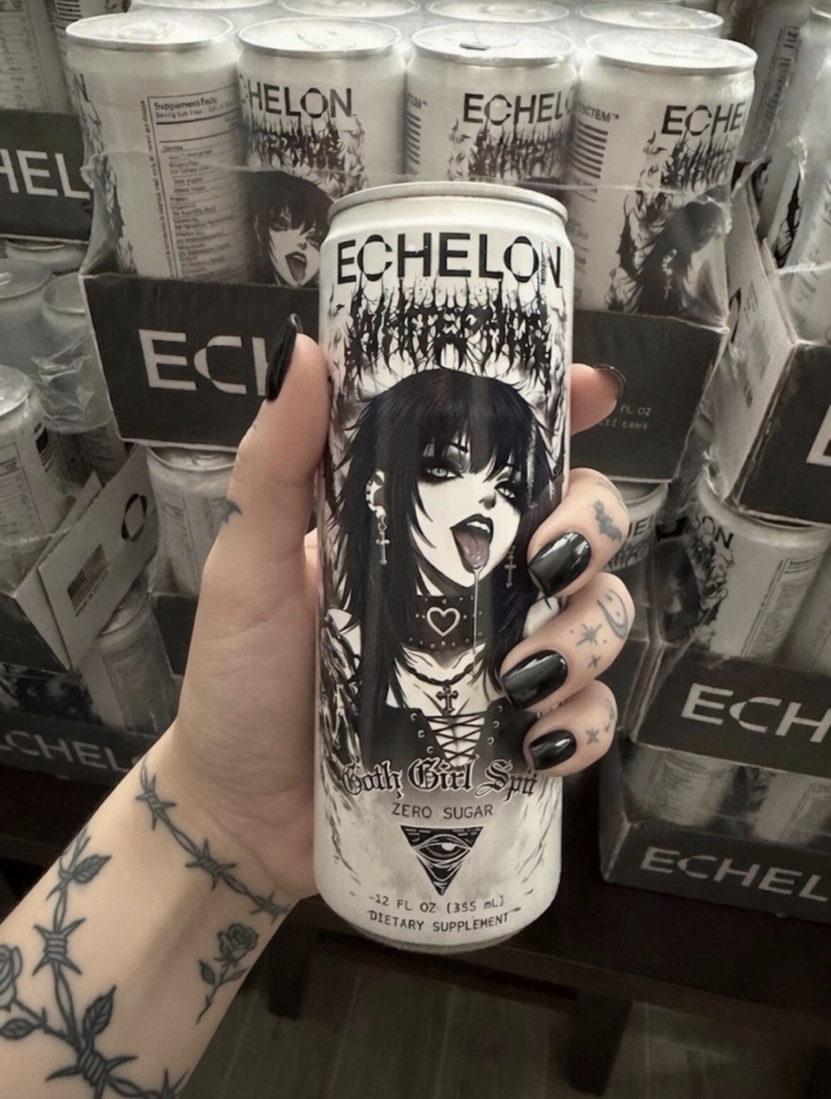 Goth Girl Spit Energy Drink Echelon X Whitephosphor 1 Can 12oz IN HAND 