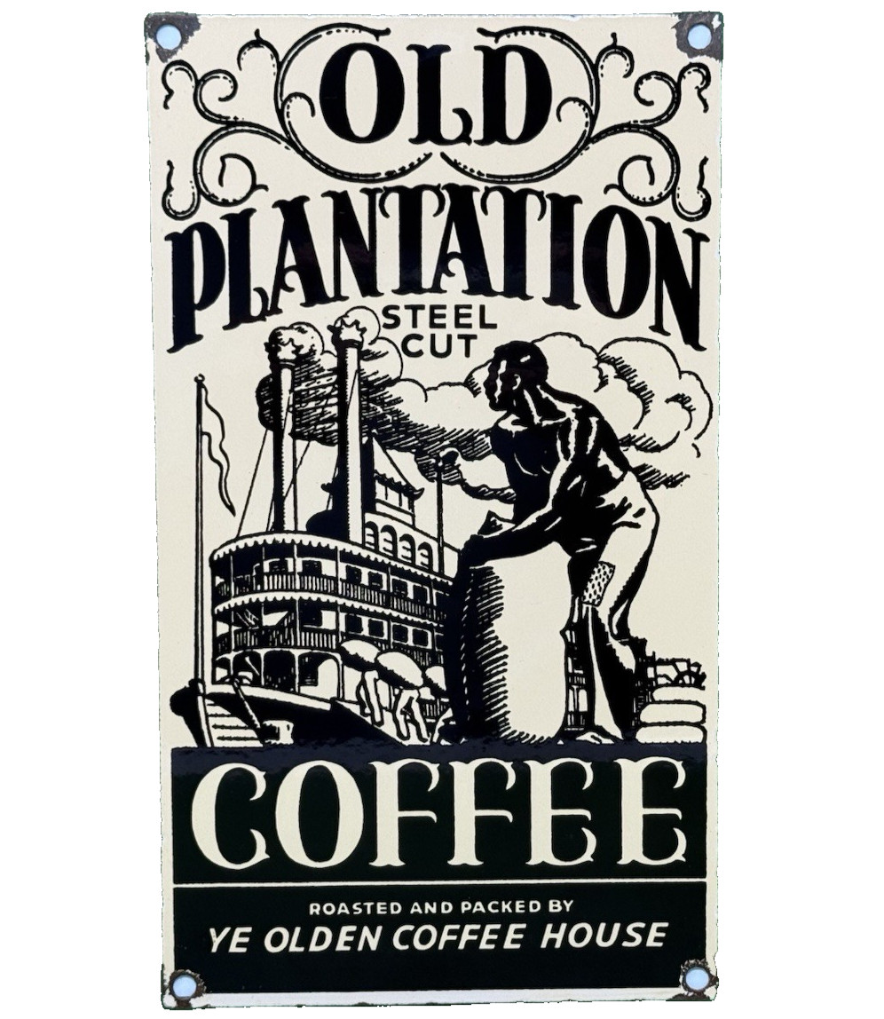 VINTAGE YE OLDE COFFEE HOUSE PORCELAIN SIGN GAS STATION OIL MUG STARBUCKS TEA
