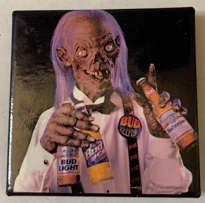 Vintage Tales From The Crypt Keeper Button Pin Bud Light Ice Budweiser Horror