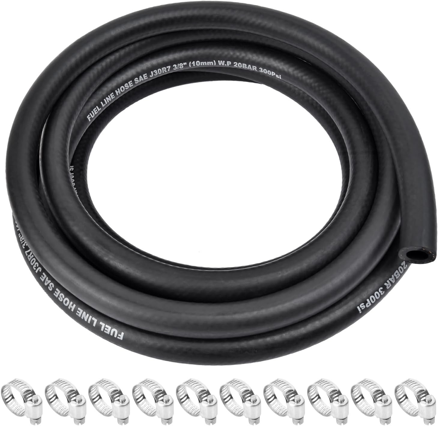 5/16 Inch ID Fuel Line Hose - 15FT Marine Grade Fuel Line with 10PCS Hose Clamps
