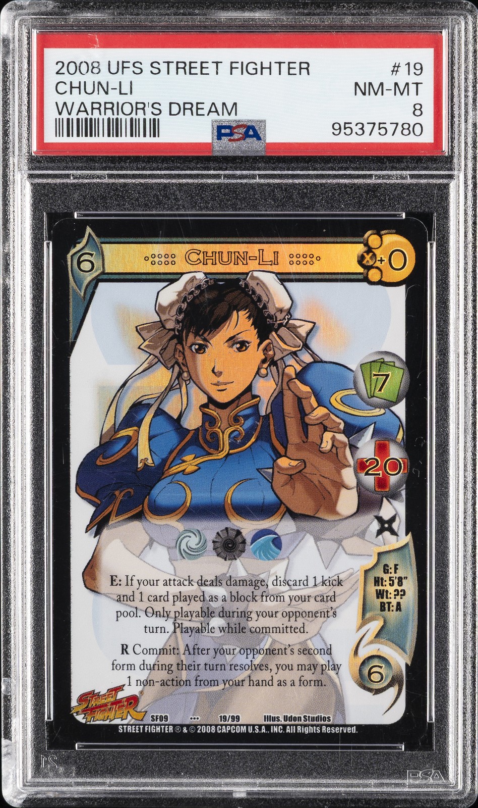 2008 UNIVERSAL FIGHTING SYSTEM STREET FIGHTER WARRIOR'S DREAM #19 CHUN-LI PSA 8