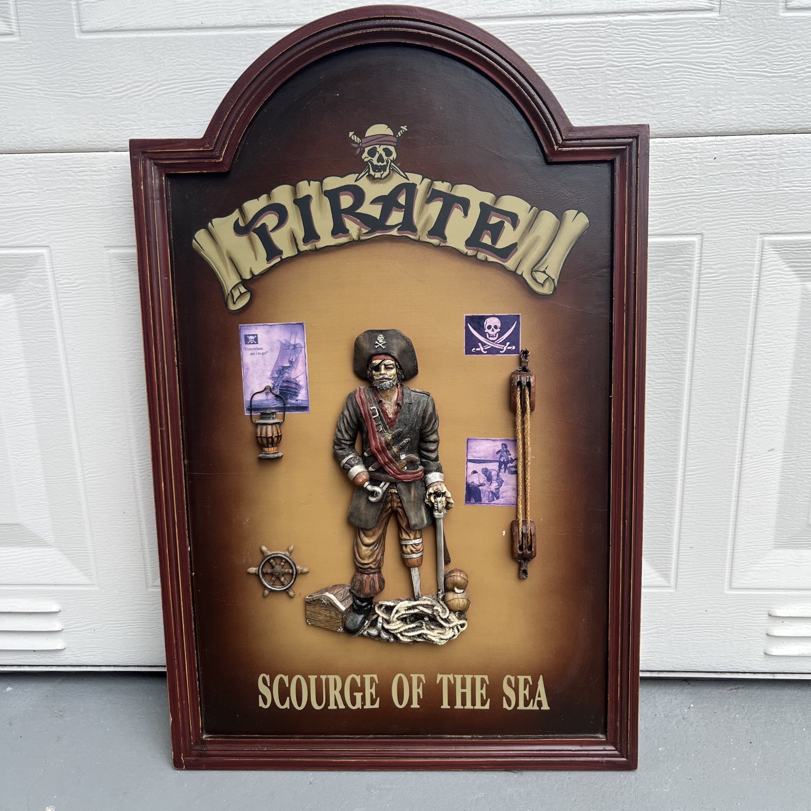 Pirate Scourge Of The Sea Peg Leg Pirate 3D Wood Pub Bar Sign Decoration