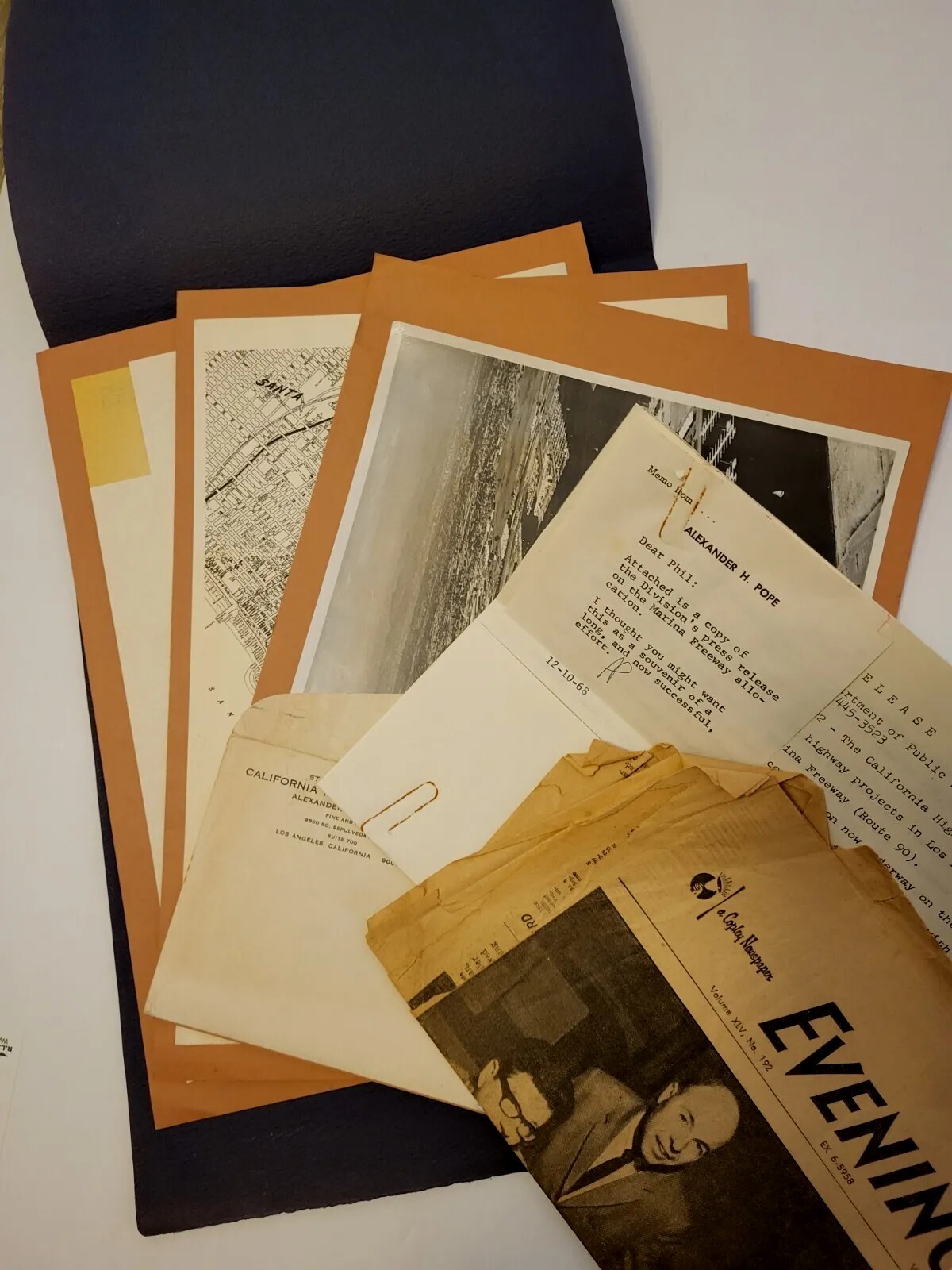 Ephemera re: HIGHWAY 90 MARINA FREEWAY, Marina Del Rey, CA PICS/MAPS/LETTER 1968