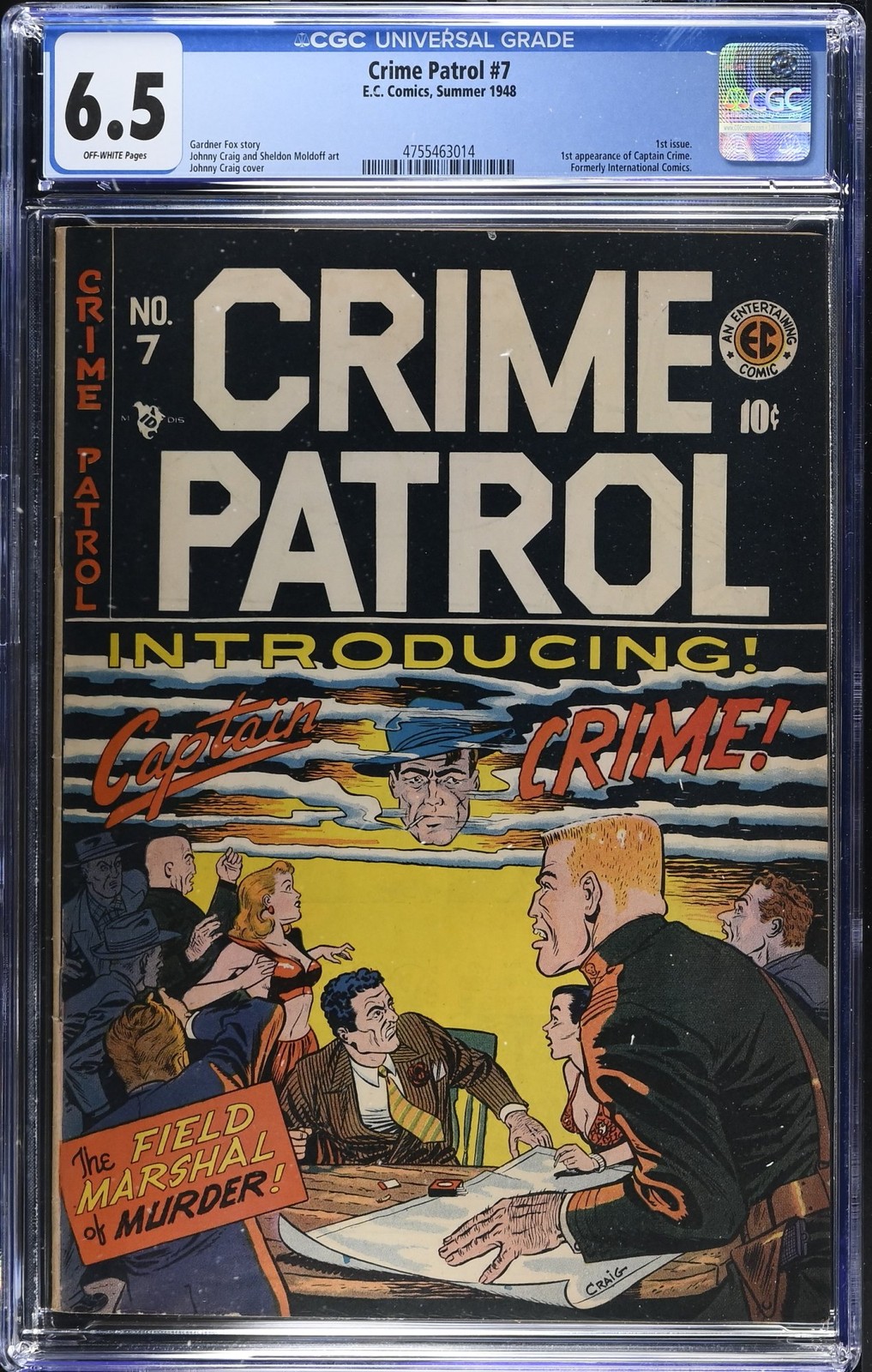 Crime Patrol #7 CGC FN+ 6.5 Off White 1st Issue EC 1948