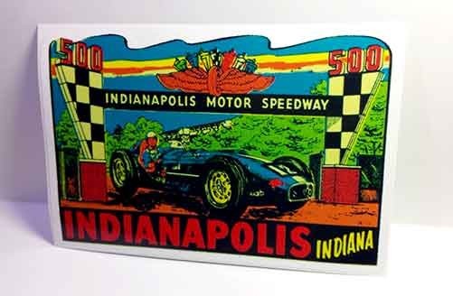 Indianapolis 500 Vintage Style Travel Decal / Vinyl Sticker, Luggage Label