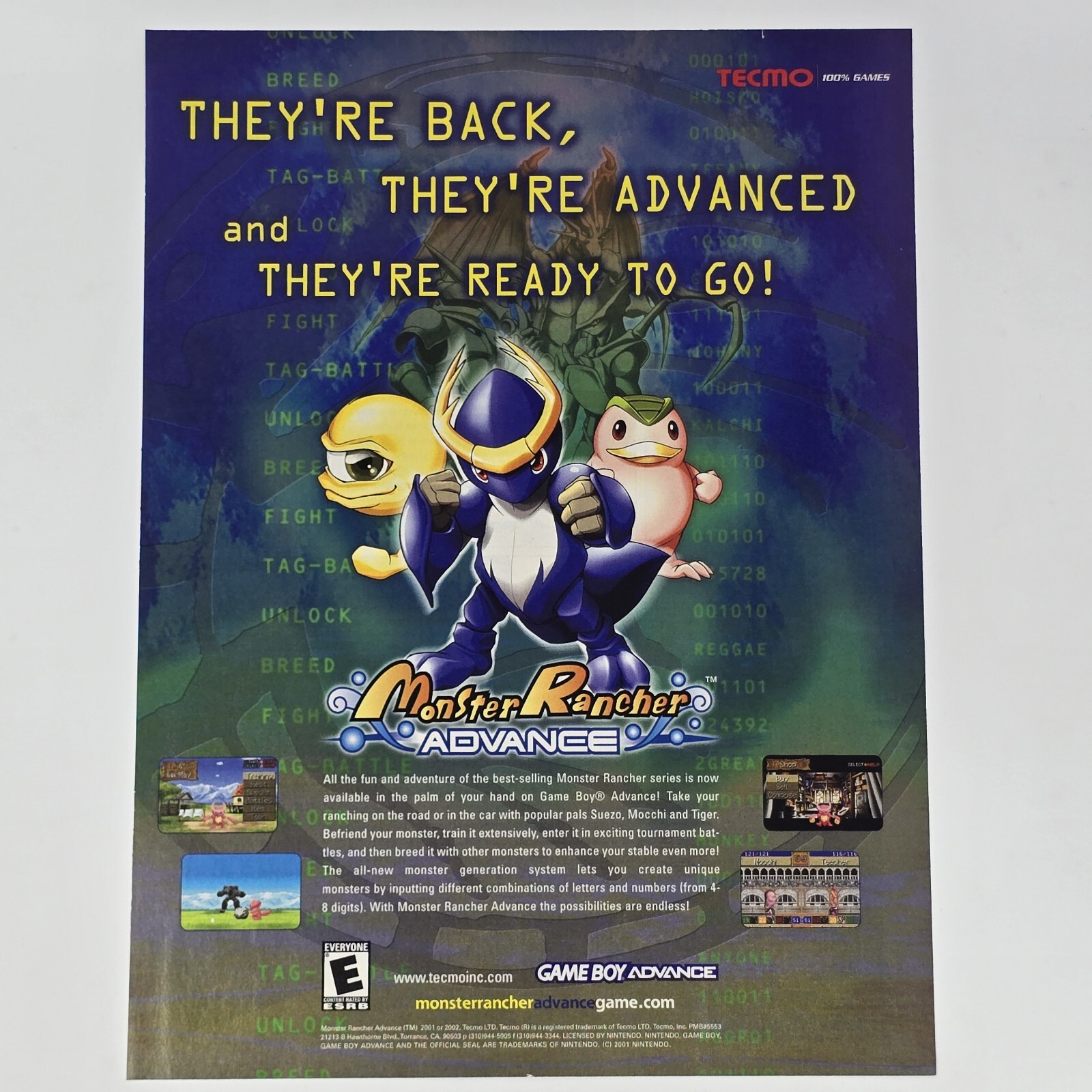 Monster Rancher GameBoy Advance They're Back Print Ad/Poster Official Promo Art