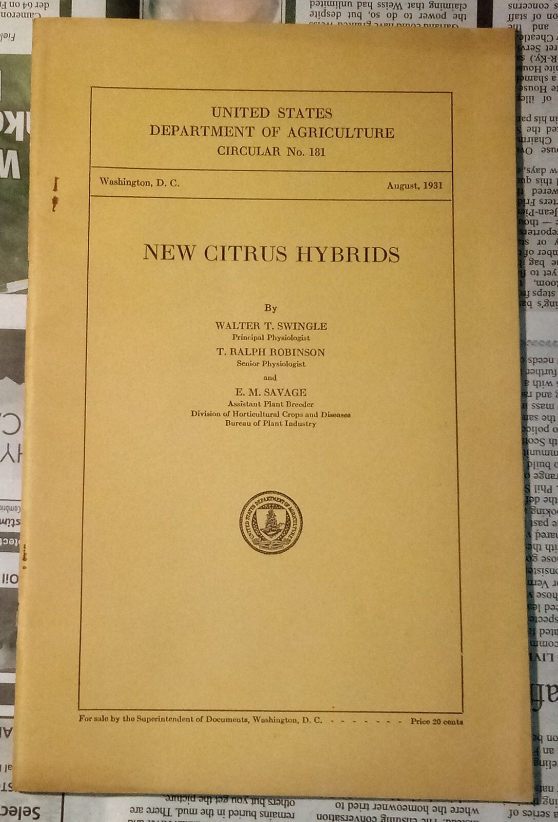 New Citrus Hybrids - 1931 - USDA - Swingle - Robinson - Savage + ERRATA
