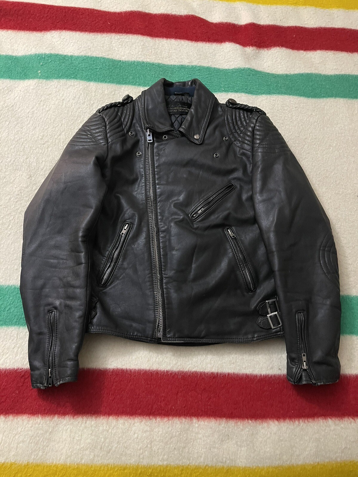 Vintage 70s 80s Hein Gericke Harley Davidson Leather Motorcyle Jacket 44 Medium