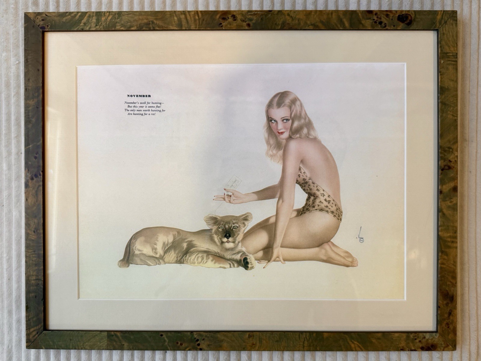 Original Alberto Vargas “November” Pin-Up – Esquire Magazine – Custom Framed