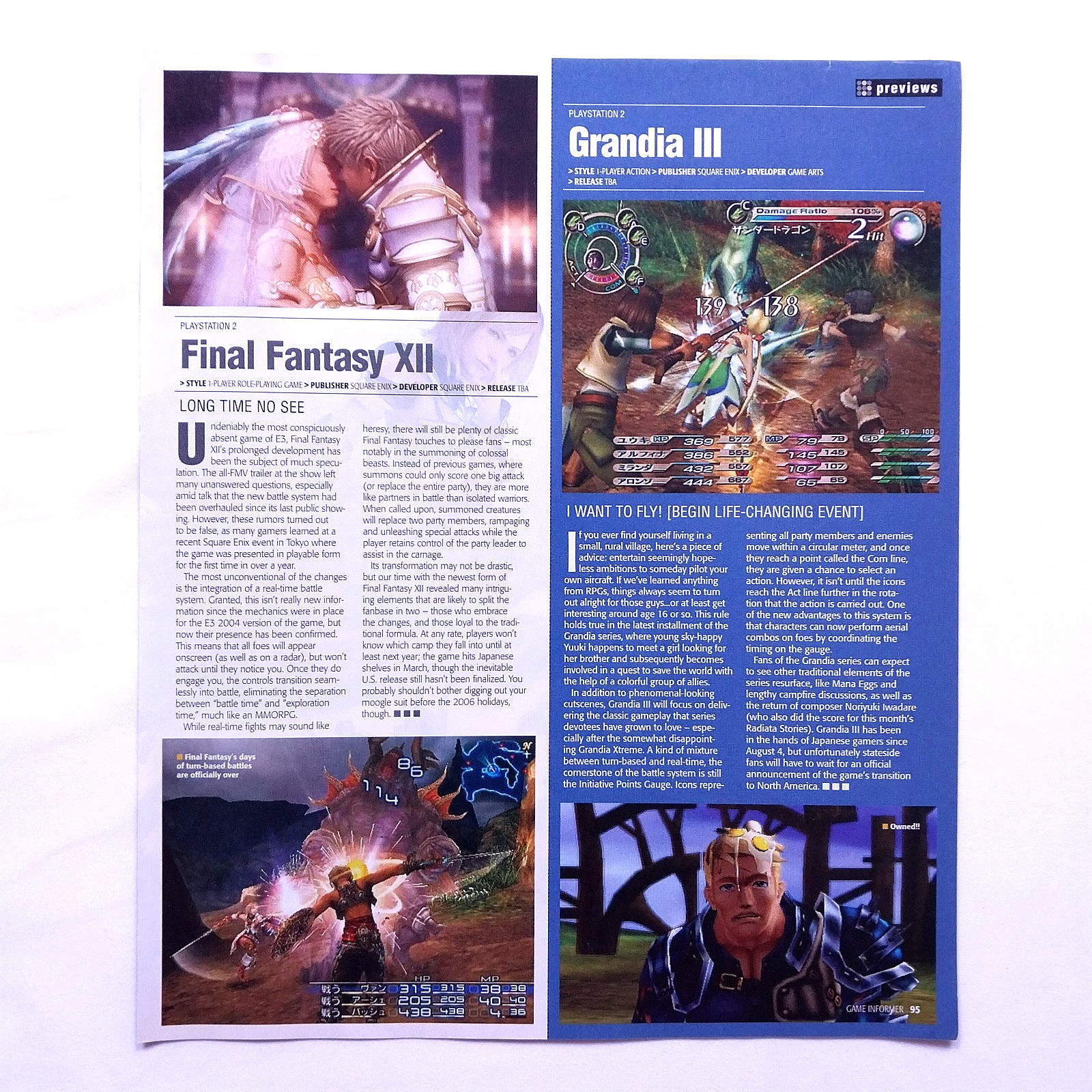 2005 Final Fantasy XII & Grandia III Game Preview Vintage Magazine Article Print