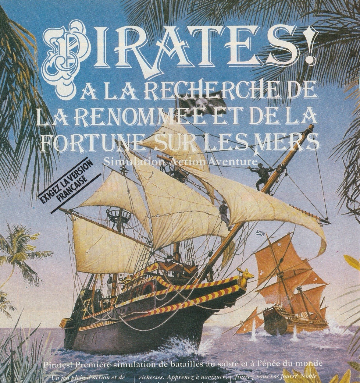 VTG 1988 Sid Meier\'s Pirates Original French Print Ad Game Art 21x28cm TLT 53