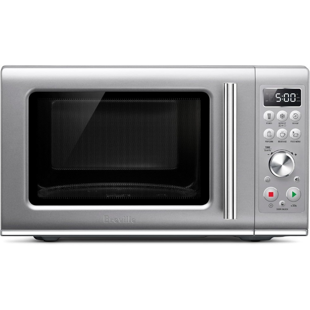 Compact Wave Soft Close Microwave Oven in Silver for Precise Reheating