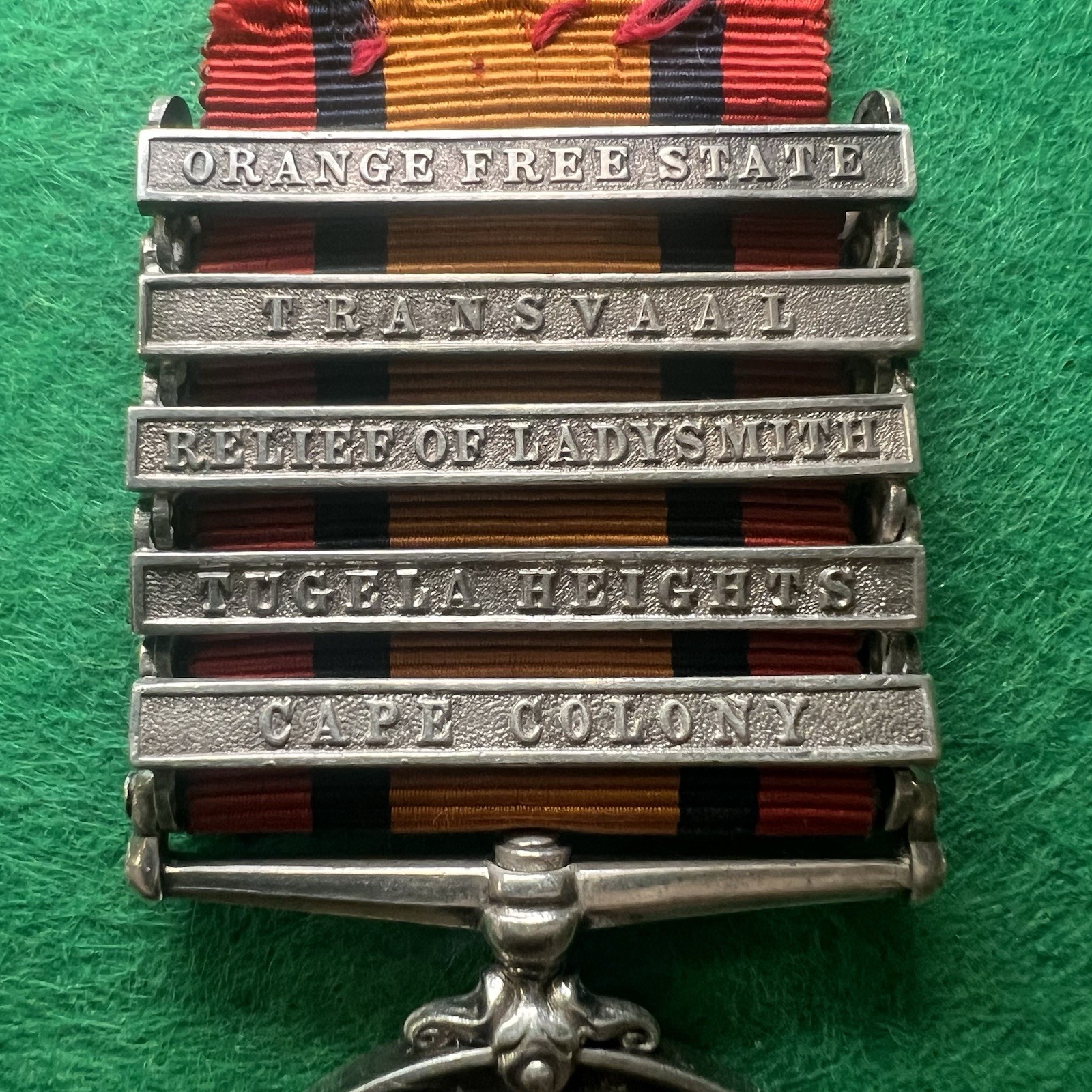 Queen’s South Africa (QSA) Medal | Boer War | 5 Clasps | 3468 Pte J. Moore