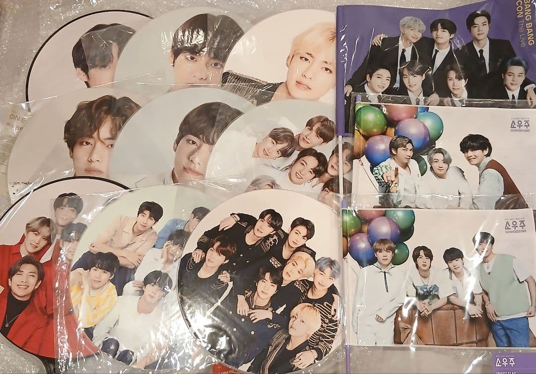 BTS V Jungkook Photo Fan and Flag Lot Collectible 15+