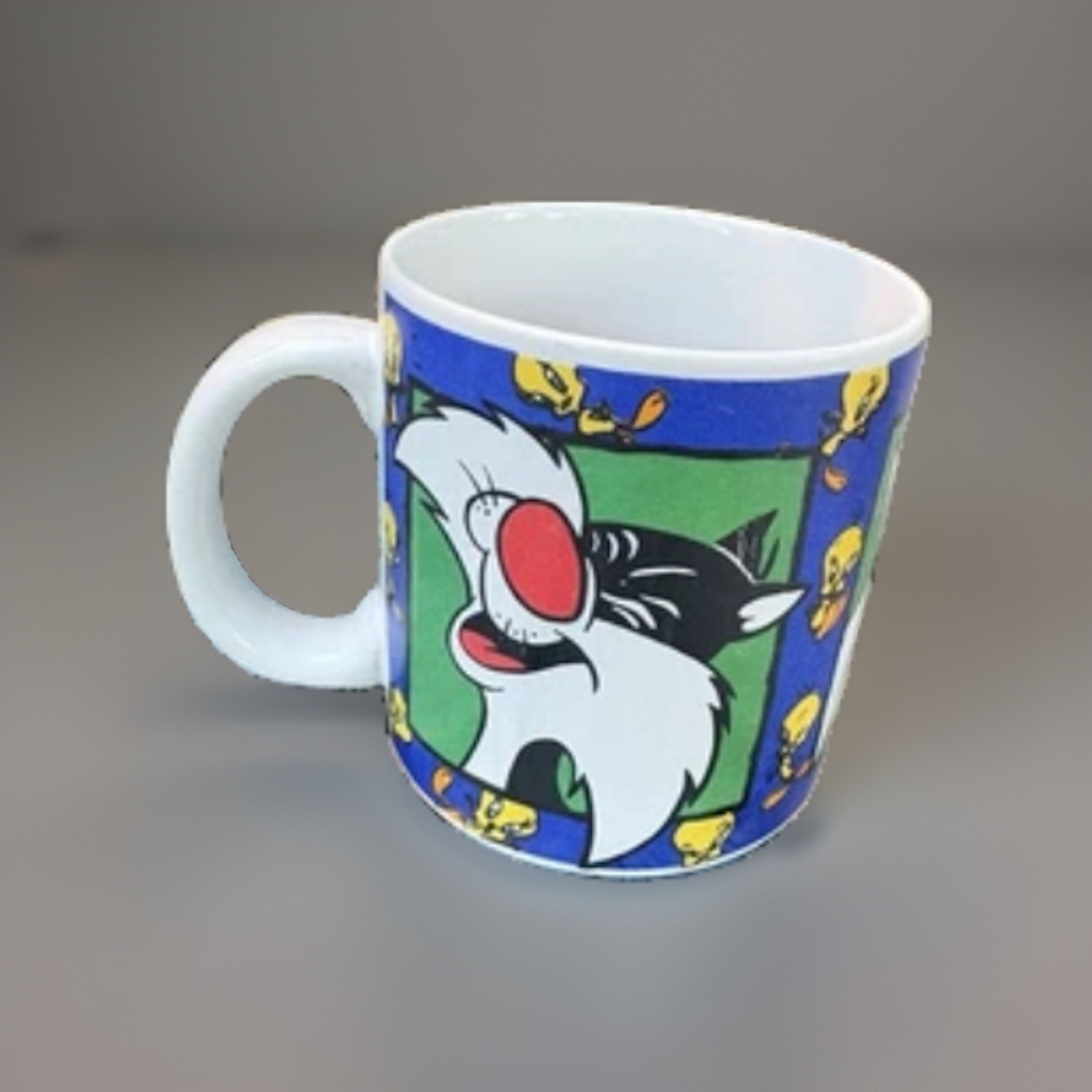 Vintage 1993 Looney Tunes Sylvester Tweety Mug Sakura Warner Bros Ceramic 3.5”