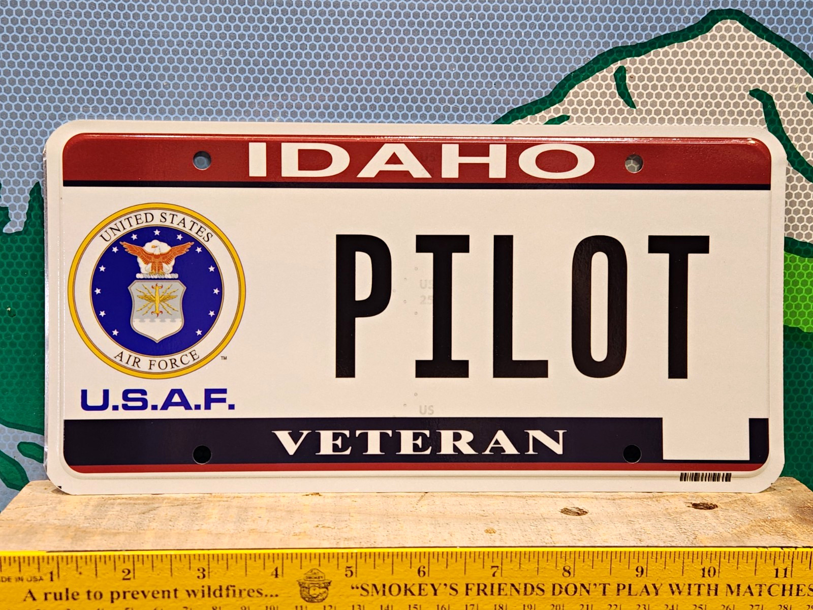 Idaho U.S.A.F. Veteran Vanity License Plate PILOT Air Force Jet Helicopter