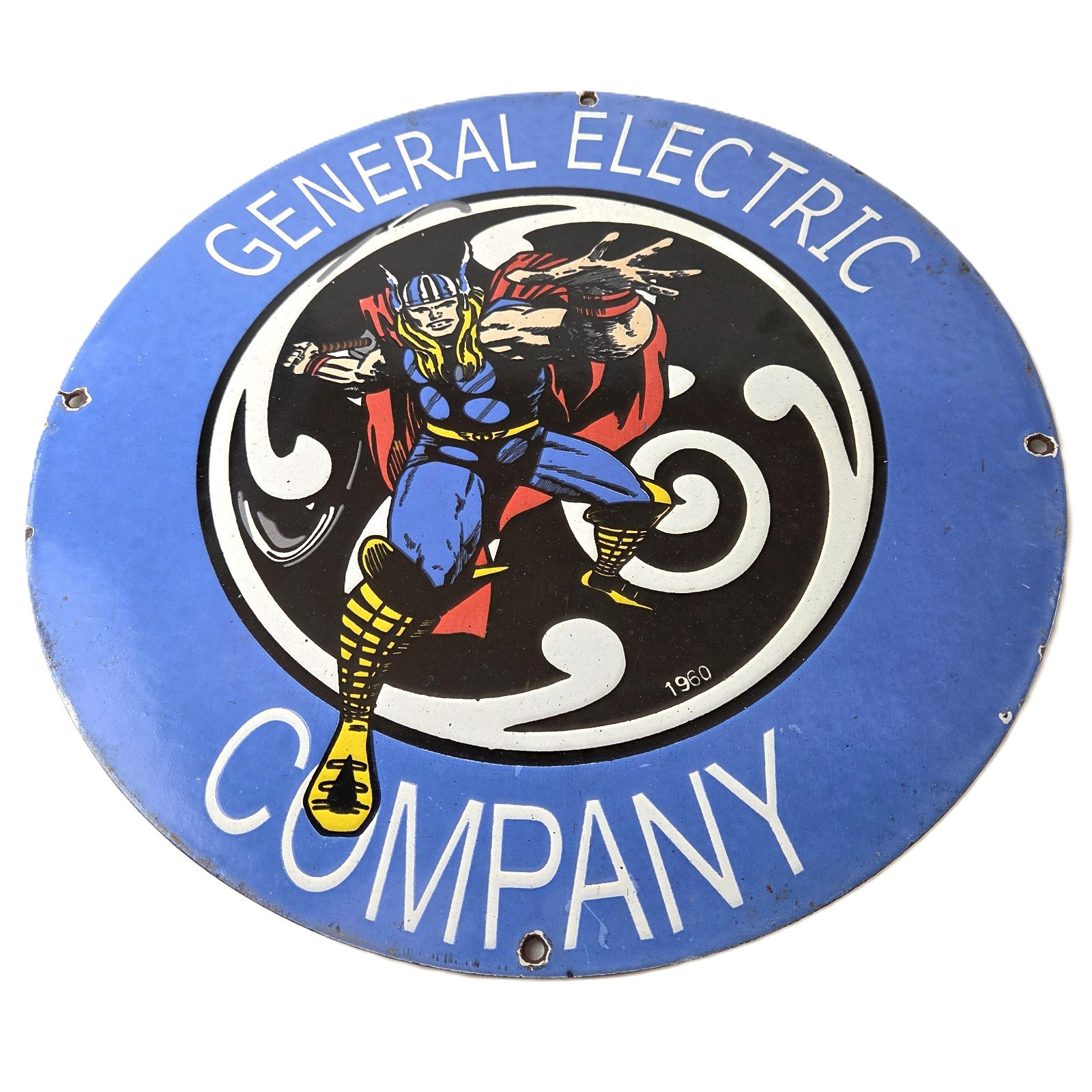 Vintage General Electric Sign - Thor Marvel Gas Auto Shop Pump Porcelain Sign