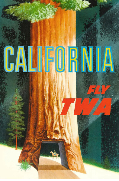 Vintage California TWA Travel Advertisement Poster