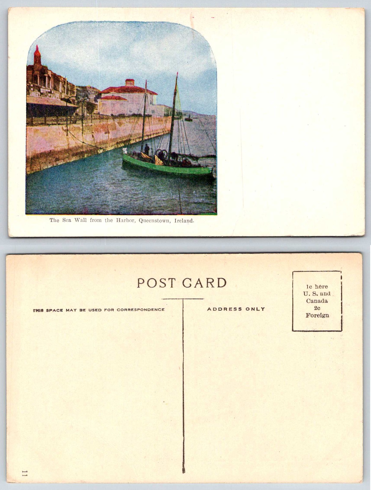 Queensland Ireland Sea Wall from the Harbor Postcard AQ165