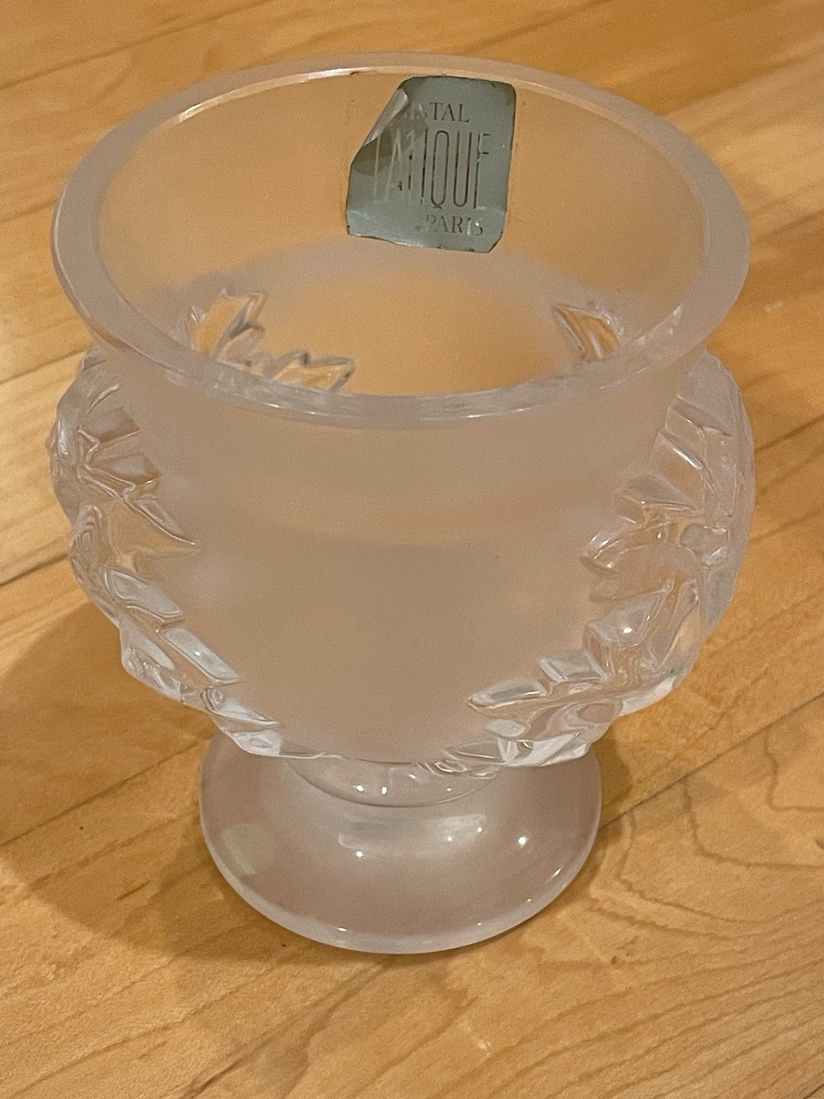 Lalique France Clear & Frosted Crystal Saint-Cloud Acanthus Leaf Vase
