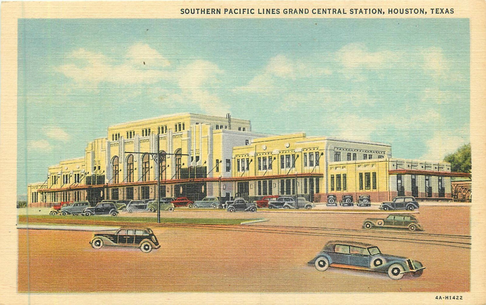 HOUSTON TEXAS GRAND CENTRAL RAILROAD STATION SOUTHERN PACIFIC LINES 1934 P/C