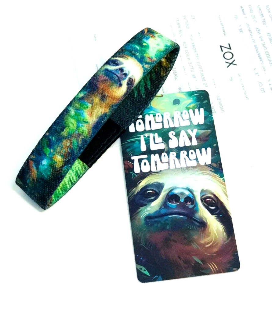 ZOX **TOMORROW I'LL SAY TOMORROW** Silver Single Med Wristband w/Card NIP SLOTHS