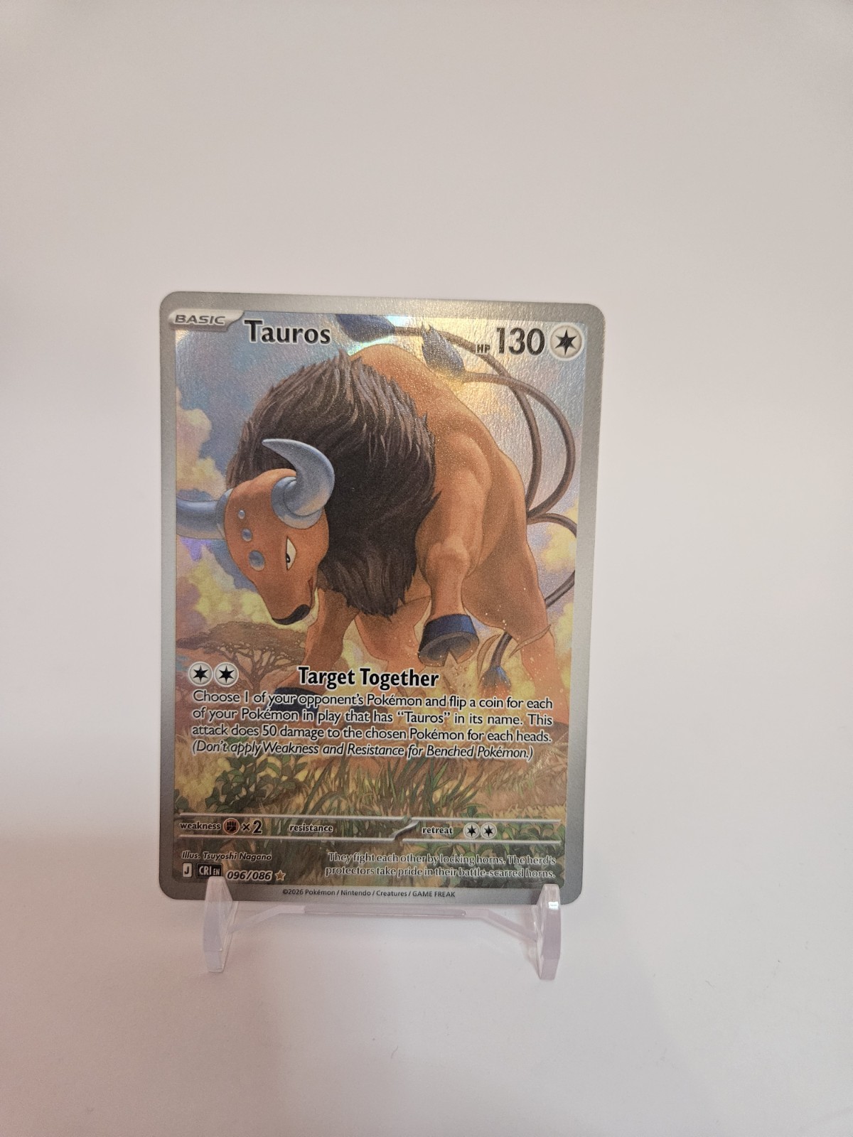 Pokemon 2026 Tauros 096/086 Chaos Rising Full Art Holo English 130 HP