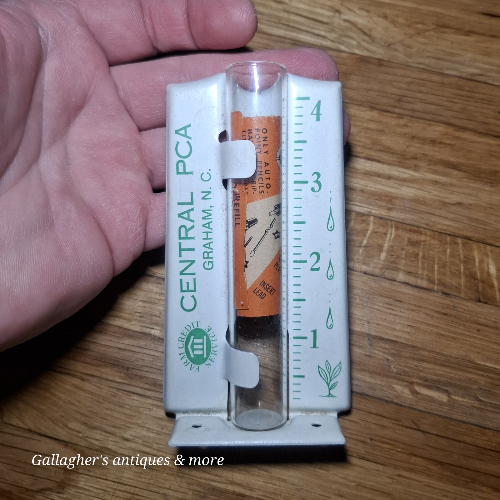 Vintage CENTRAL PCA Graham North Carolina Rain gauge Farm credit Service