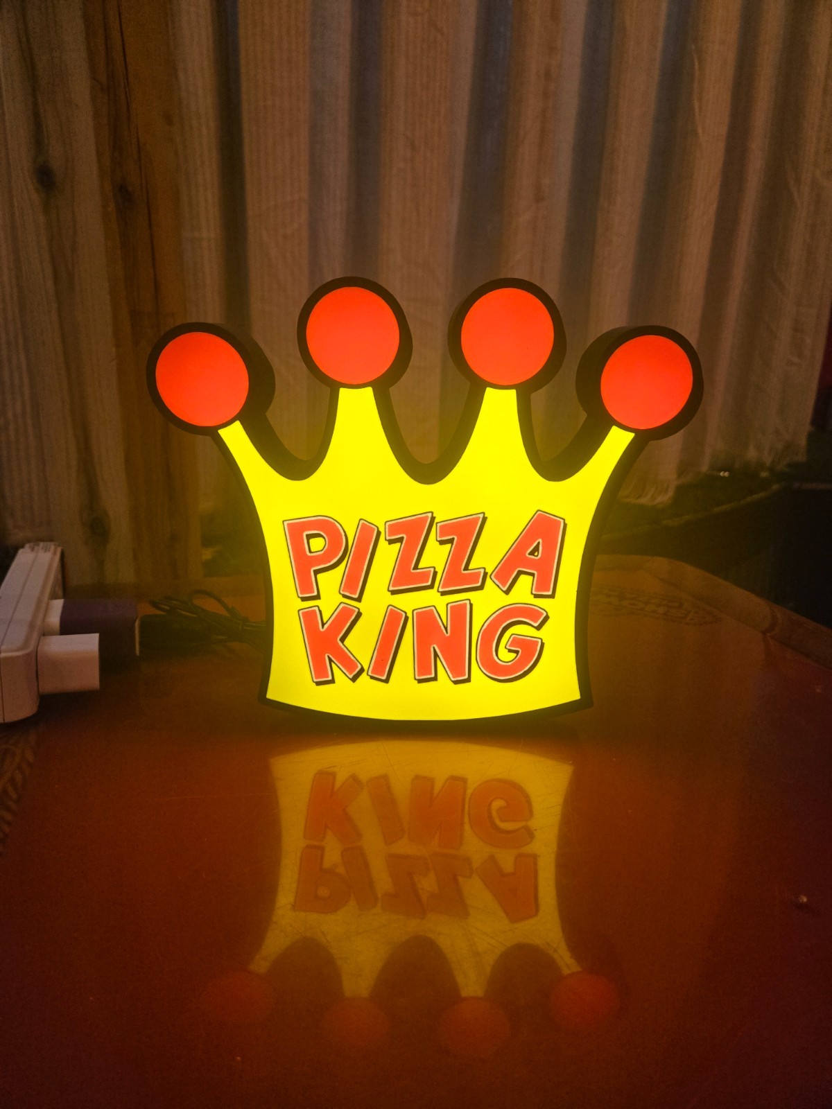 Pizza King Indiana Crown - USB Lighted LED Sign - Man Cave - Arcade - Retro