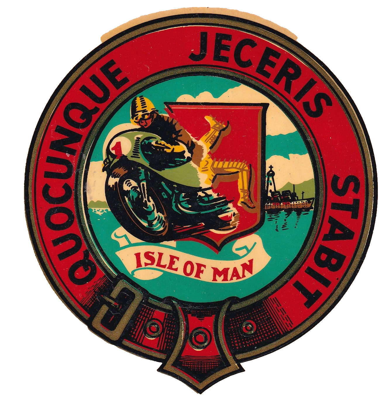 Vintage Isle of Man Motorcycle Water Transfer Sticker/Decal