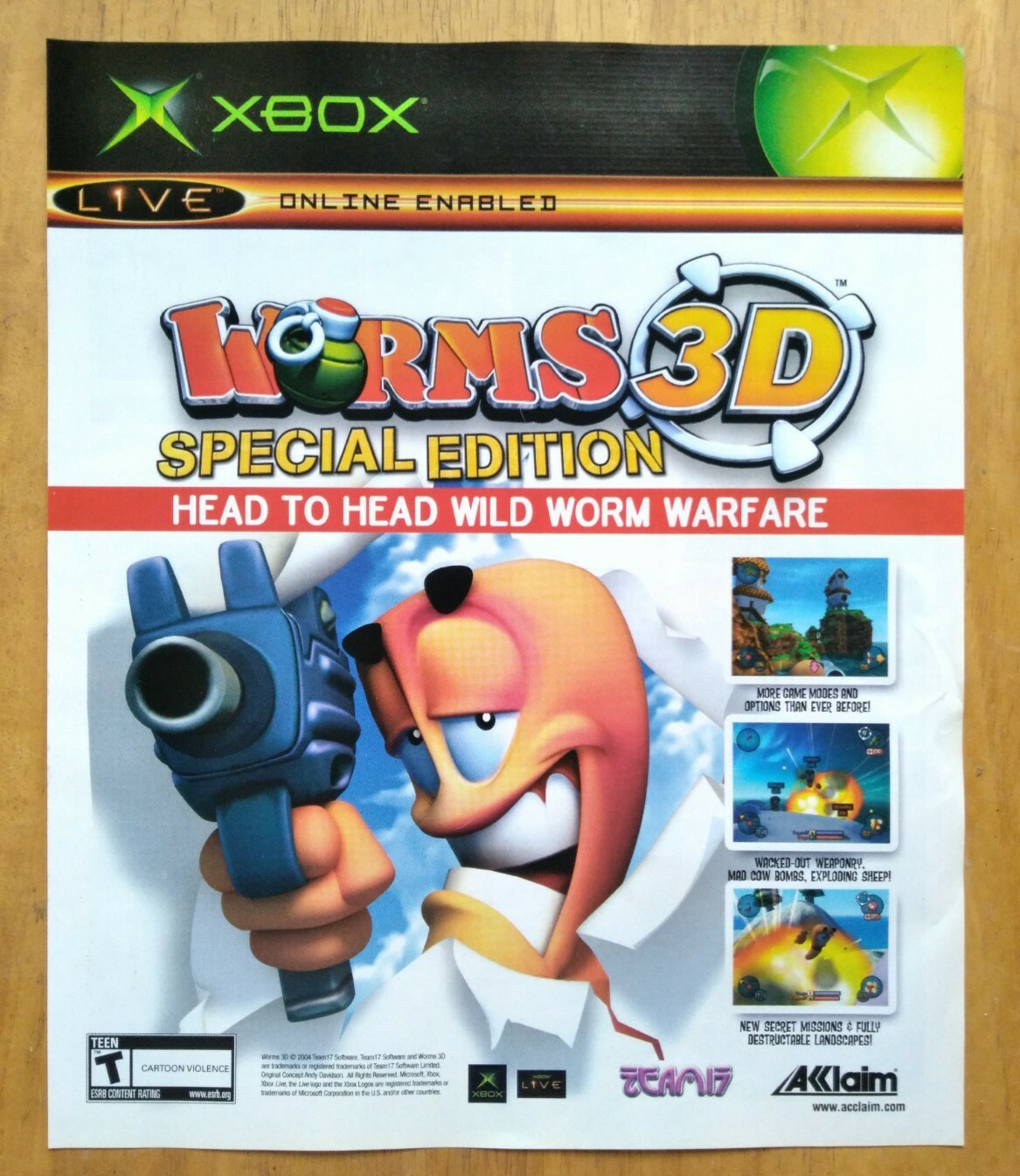 Worms 3D PS2 Xbox Gamecube PC 2004 Print Ad/Poster Official Authentic Game Art