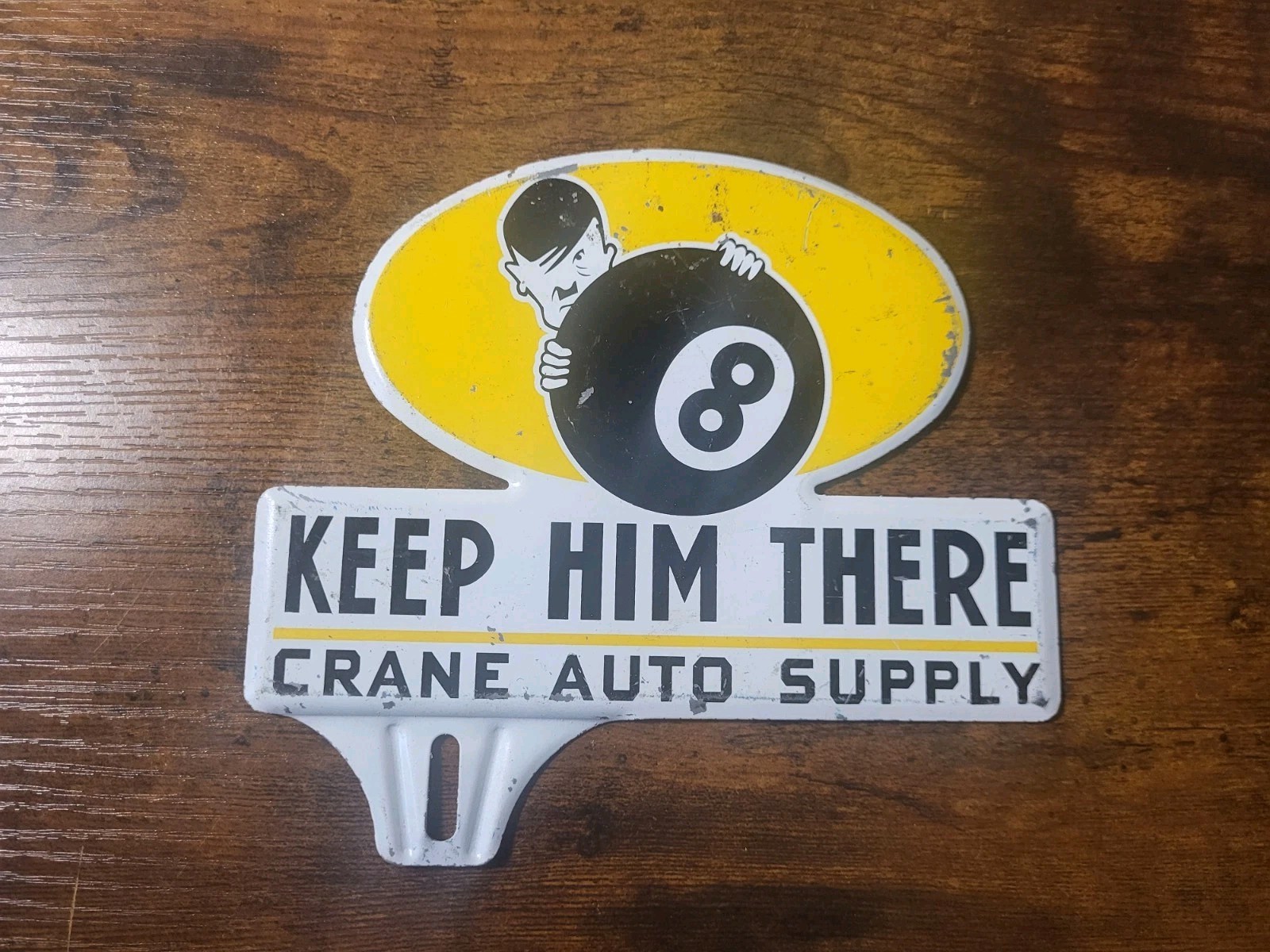 Authentic WWII WW2 Advertisement Anti Hitler Propaganda Car License Plate Topper