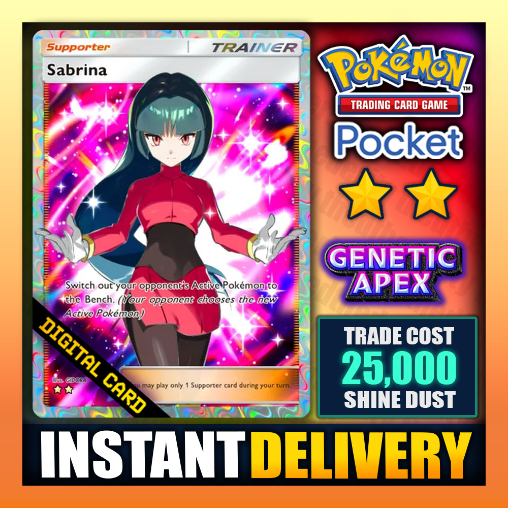 Pokemon TCG Pocket - Sabrina - Full Art 2 Star - English Card - Trading Fast ✅
