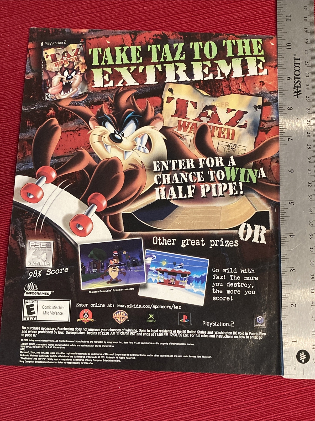 Taz Wanted Video Game 2002 Print Ad - Great To Frame