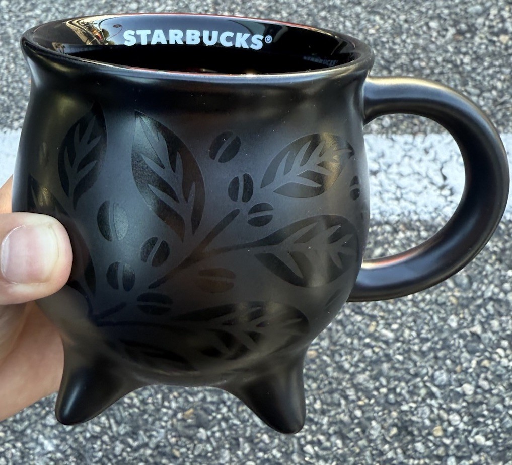 Starbucks 2026 Halloween Cauldron 14oz Black Mug IN HAND