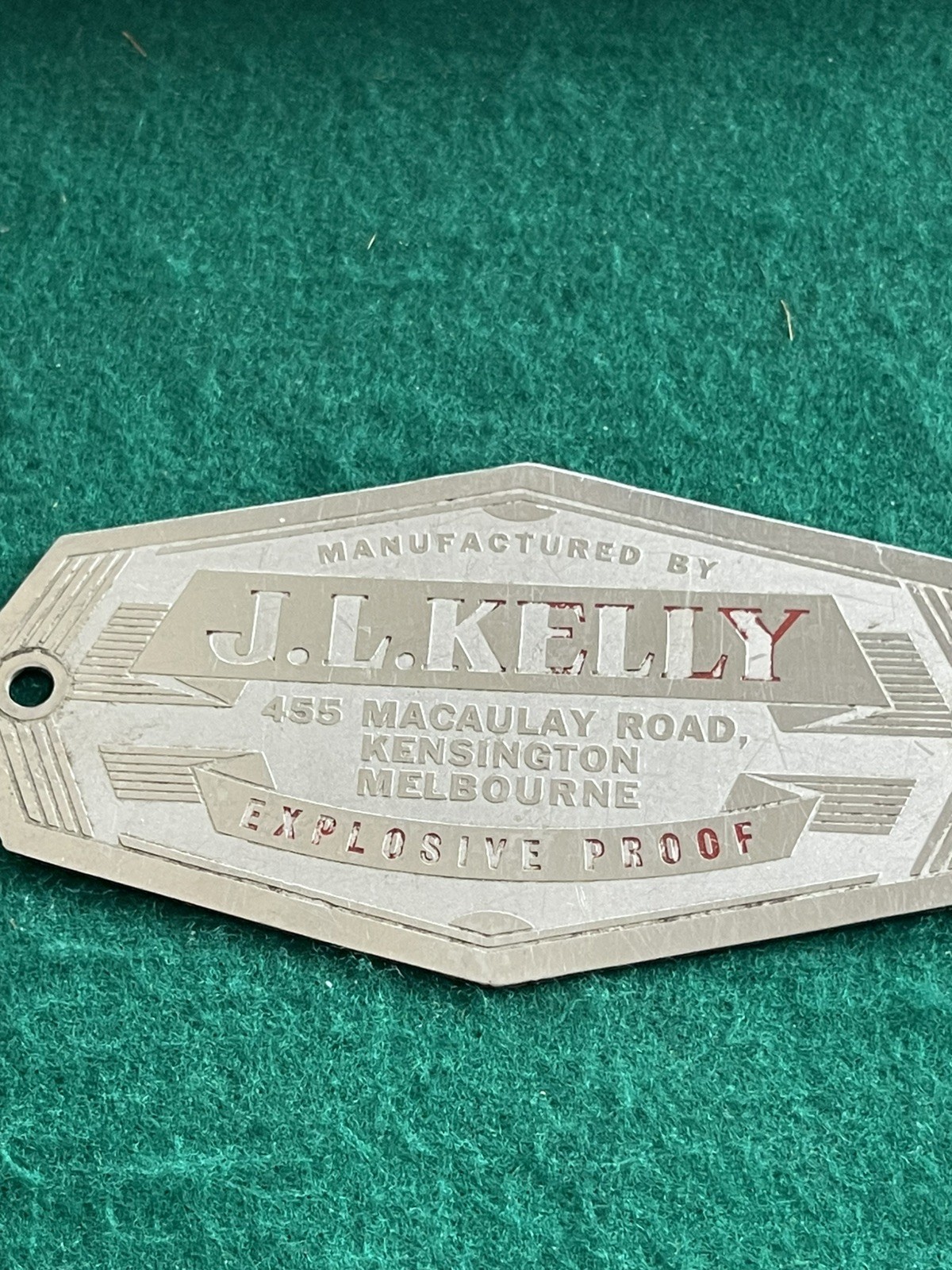 Vintage J.L. Kelly Melbourne Safe – Metal “Explosive Proof” Nameplate
