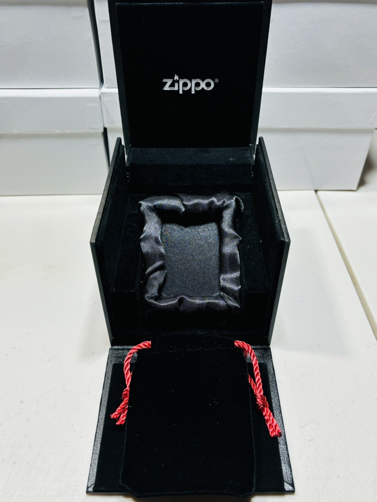 SPECIAL ZIPPO LIGHTER EMPTY LARGER WITH BLACK BAG, BOX CASE ONLY