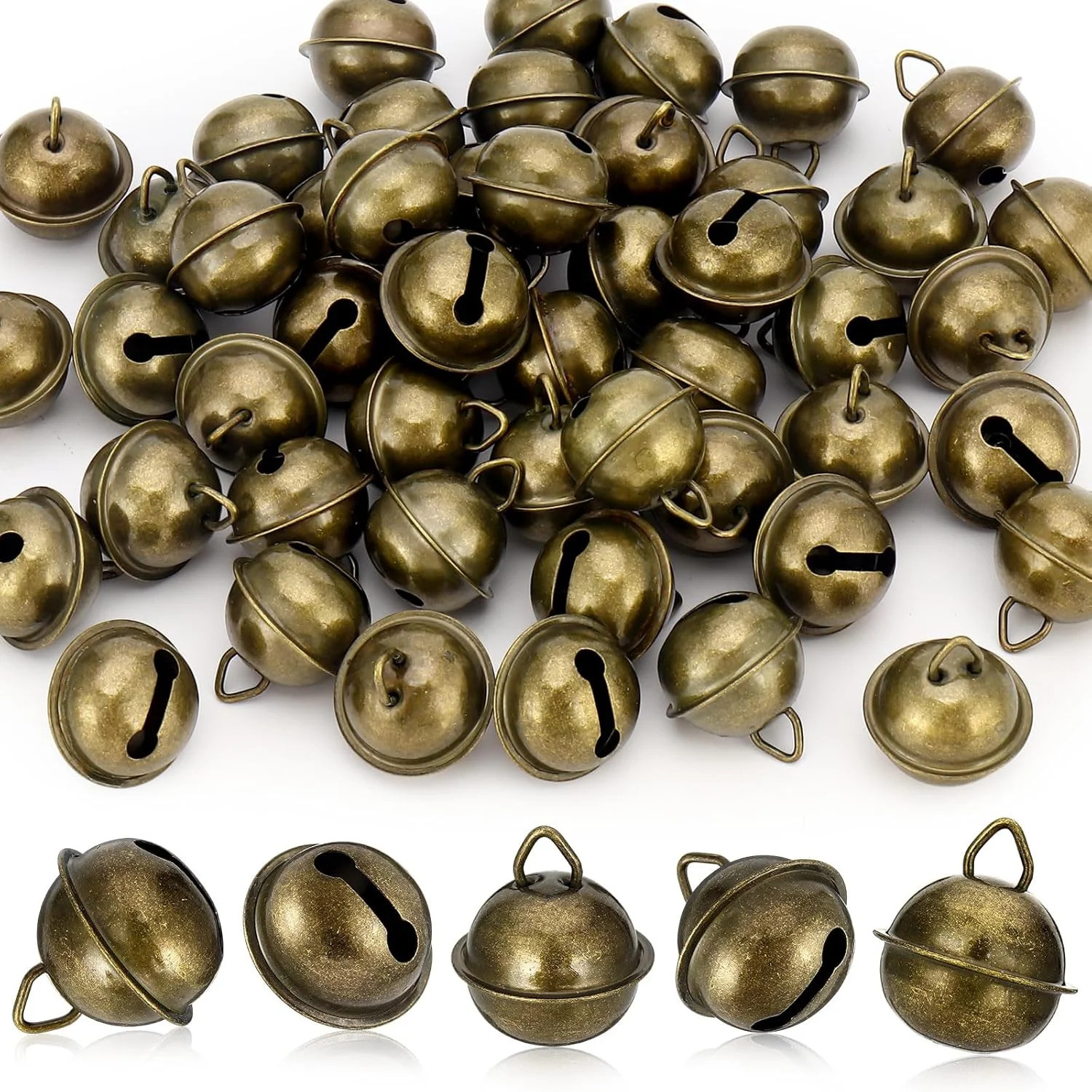 50 Pcs Vintage Antique Jingle Bells, 1 Inch Vintage Bronze Jingle Bells, Antique