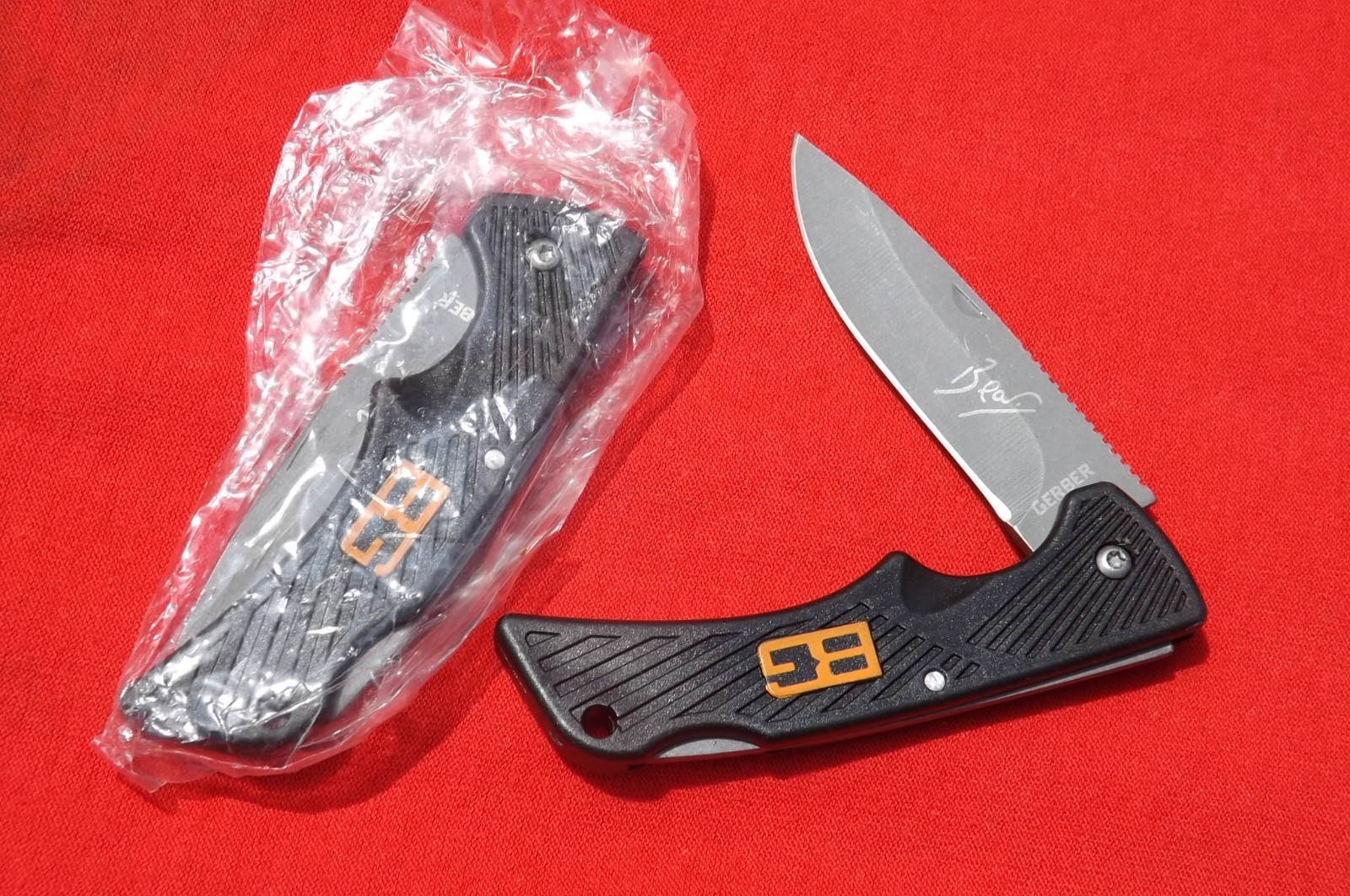 LOT 2  Gerber Bear Grylls Manual Folding Pocketknife Drop Point Black/Orange NEW