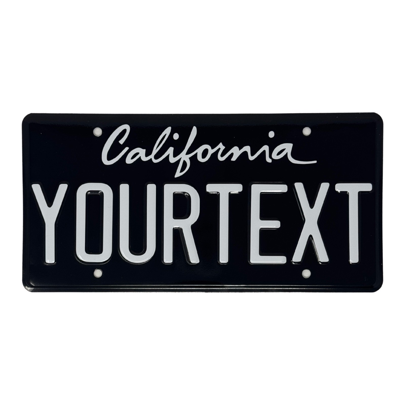 California Style US Embossed License Plate USA Black and White Custom Reflective