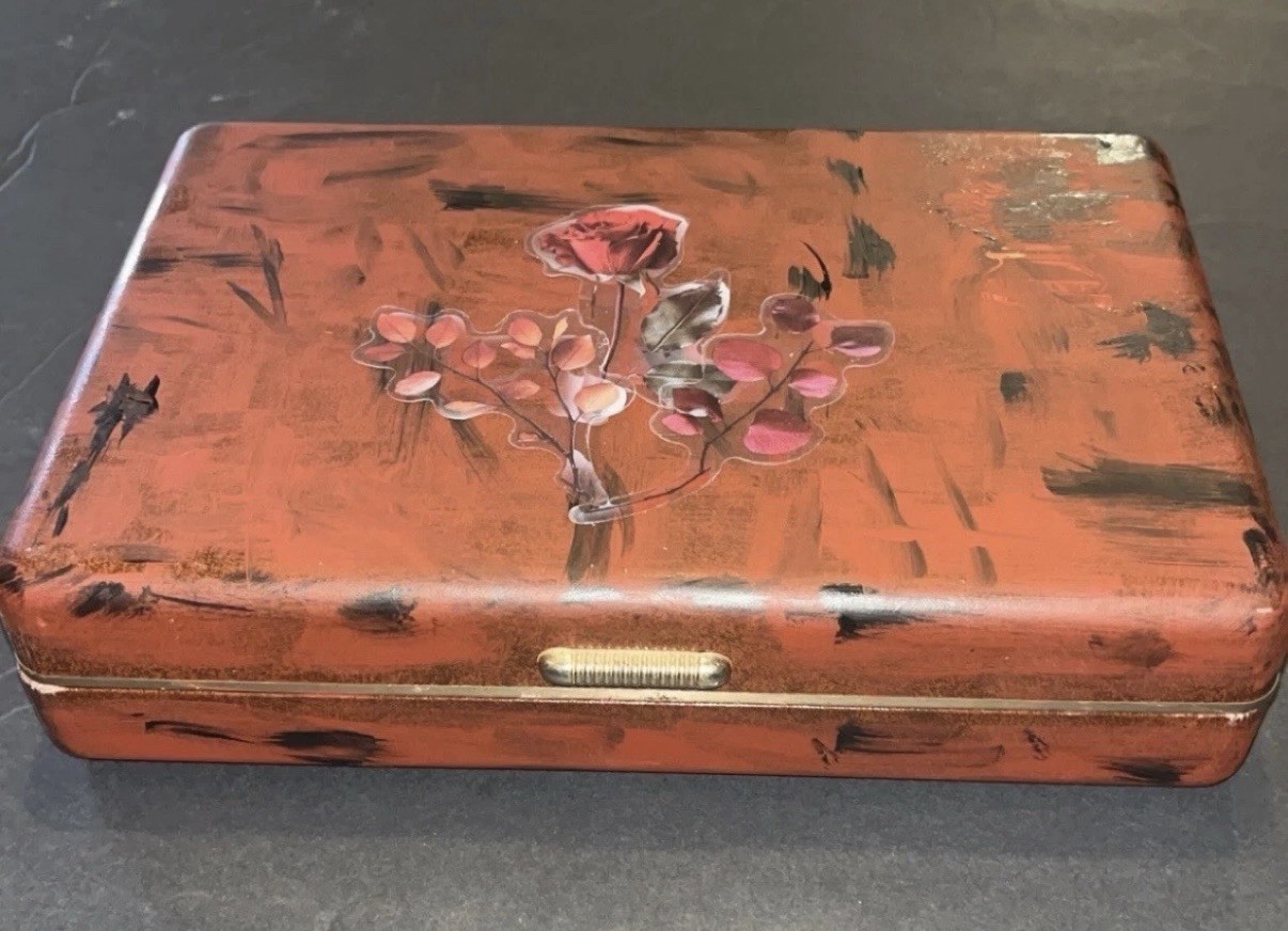 Vintage Dark Rose Weird Creepy Jewelry Box Hand Painted / Designed OOAK