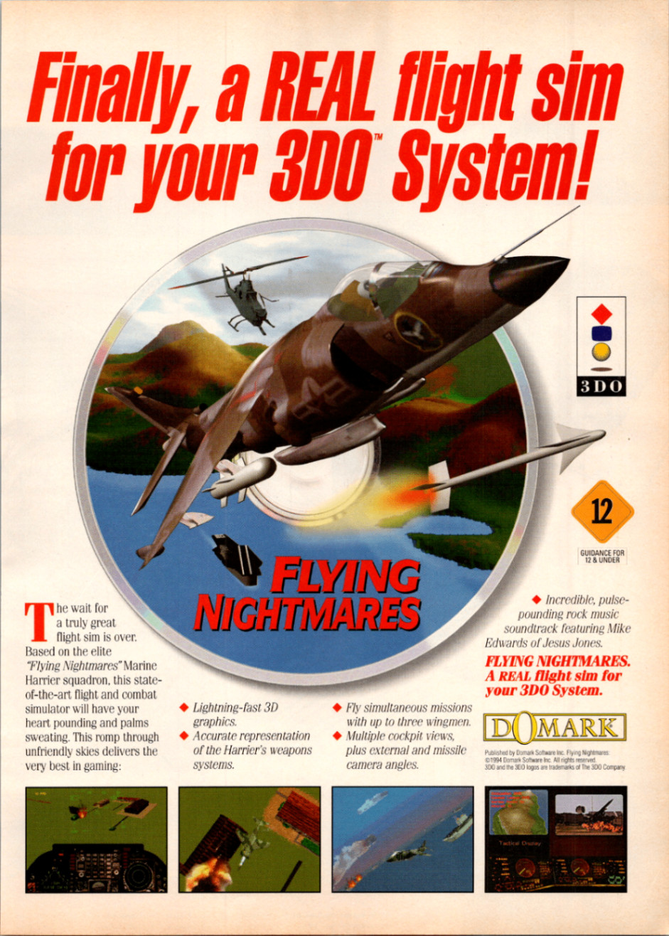 3DO Domark Flying Nightmares Game Vintage Print Ad 1994 8.5x11 Flight Sim