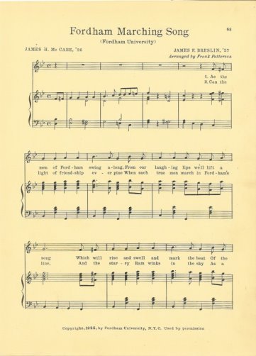 FORDHAM UNIVERSITY Original Vintage Fight Song c 1927 