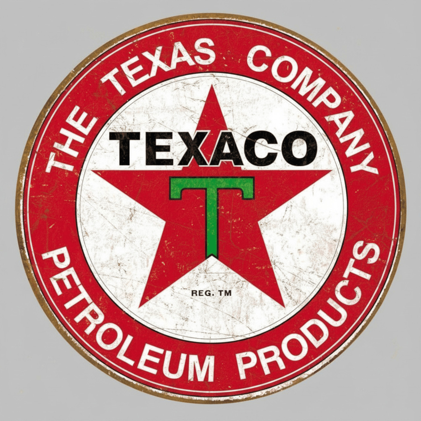 Texaco The Texas Company Round Embossed Metal Sign