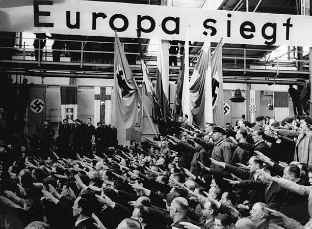 National Socialist parade in favour of Europe in Germany circa 1940 Old Photo
