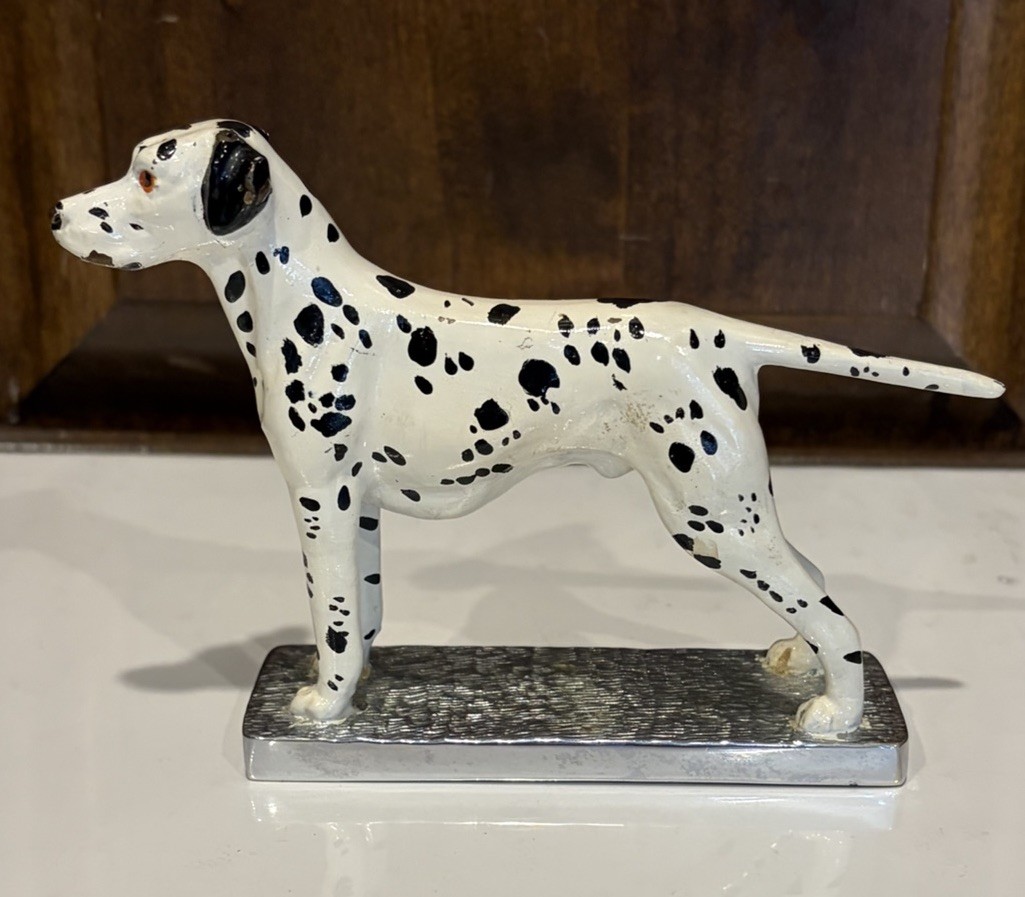 VINTAGE LOUIS LEJEUNE - Dalmatian CAR MASCOT Hood Ornament Signed Mid Century